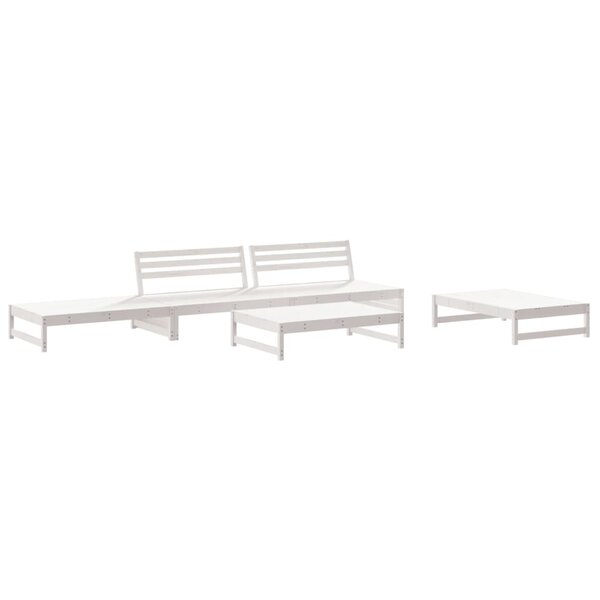 vidaXL Salon de jardin 5 Pièces blanc bois massif de pin