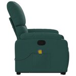 vidaXL Fauteuil inclinable de massage Vert foncé Tissu