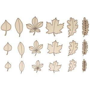 18 Mini décorations en bois - Feuilles Automne