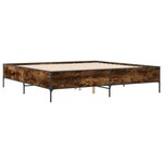 vidaXL Cadre de lit chêne fumé 200x200 cm bois d'ingénierie et métal