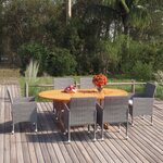 vidaXL Ensemble à manger de jardin 7 Pièces Résine tressée Gris
