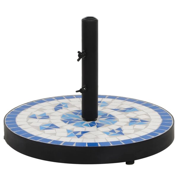 vidaXL Base de parasol bleu et blanc rond 12 kg