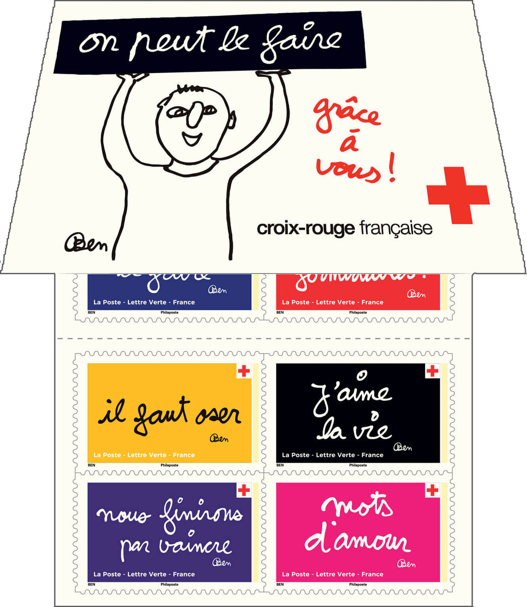 Carnet 10 timbres - La Croix Rouge Française - Lettre Verte - La Poste
