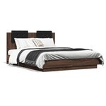 vidaXL Cadre de lit tête de lit et lumières LED chêne marron 120x190cm