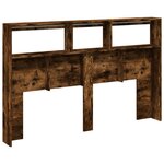 vidaXL Armoire tête de lit avec LED chêne fumé 160x17x102 cm