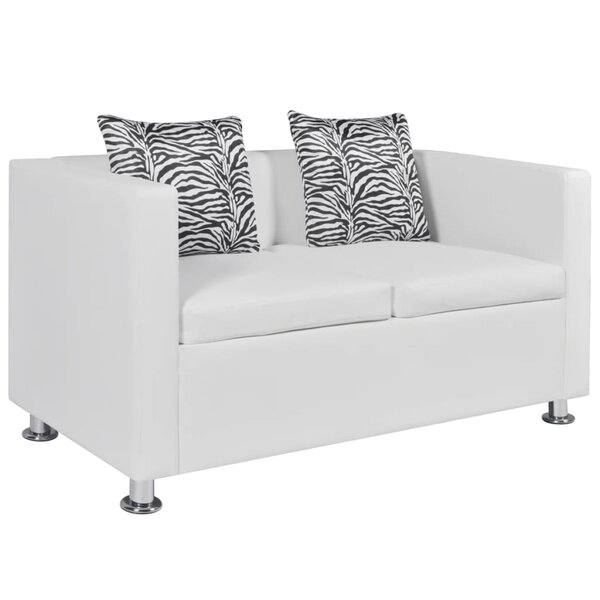 vidaXL Canapé à 2 places cuir artificiel blanc