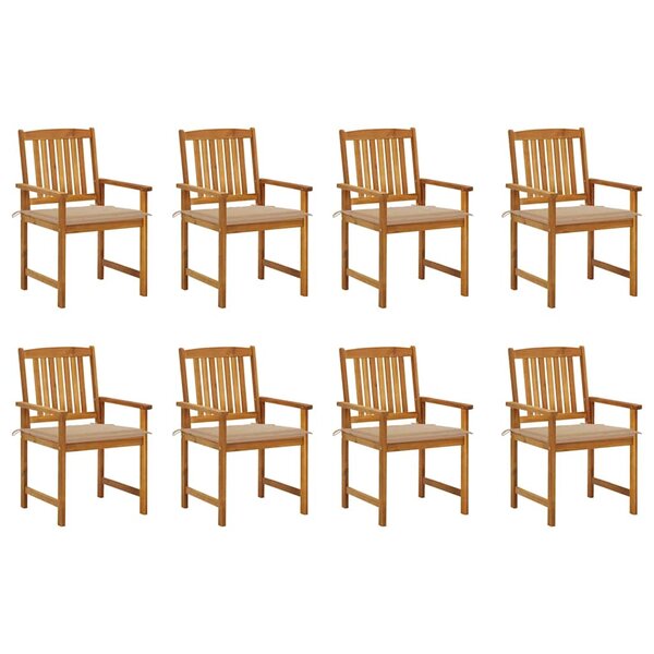 vidaXL Chaises de jardin avec coussins lot de 8 Bois d'acacia solide