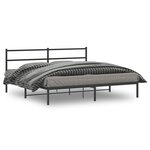 vidaXL Cadre de lit métal avec tête de lit noir 180x200 cm