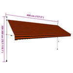 vidaXL Auvent manuel rétractable 400 cm Orange et marron