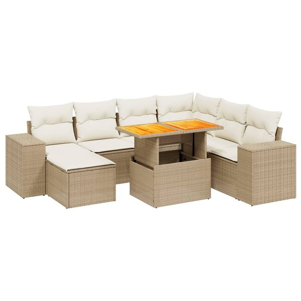 vidaXL Salon de jardin avec coussins 8 Pièces beige résine tressée