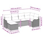 vidaXL Ensemble de canapé de jardin 6 pièces avec coussins gris poly rotin