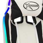 vidaXL Fauteuil de jeux vidéo avec LED RVB Blanc et noir Similicuir