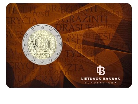 Pièce de monnaie 2 euro commémorative Lituanie 2015 BU – Langue lituanienne