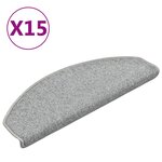 vidaXL Tapis de marches d'escalier 15 Pièces Gris clair 65x24x4 cm