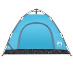 vidaXL Tente de camping 3 personnes bleu libération rapide