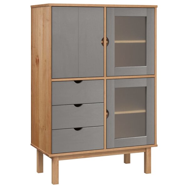 vidaXL Buffet haut OTTA marron et gris 85x43x125 cm bois massif de pin