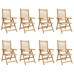 vidaXL Chaises inclinables de jardin lot de 8 beige bois massif acacia