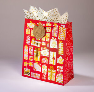 Sac cadeau golden gift gm l 26 x h 32 rouge