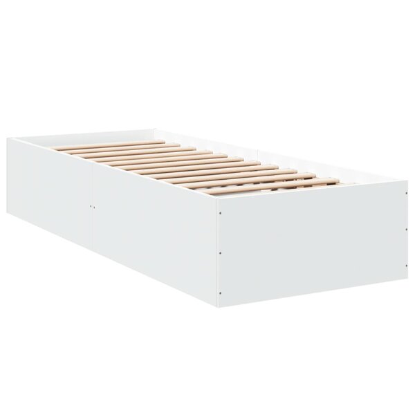 vidaXL Cadre de lit blanc 100x200 cm bois d'ingénierie