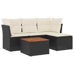 vidaXL Salon de jardin 5 Pièces avec coussins noir résine tressée