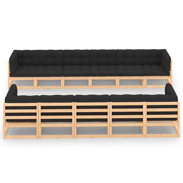 vidaXL Salon de jardin 11 Pièces avec coussins anthracite Pin massif