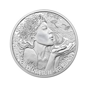 Pièce de monnaie 10 euro Autriche 2022 argent BE – Pissenlit