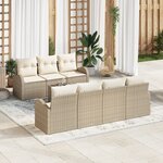 vidaXL Ensemble de Canapé de Jardin 8 Pièces avec Coussins Beige Poly Rattan