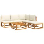 vidaXL Salon de jardin avec coussins 6 Pièces bois d'acacia solide