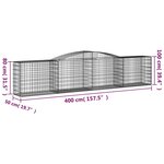 vidaXL Paniers à gabions arqués 3 Pièces 400x50x80/100 cm Fer galvanisé