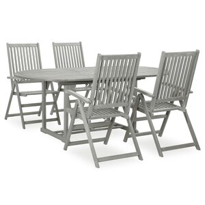 vidaXL Ensemble de salle à manger de jardin 5 pièces (150-200) x 100 cm en bois d'acacia massif gris