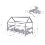Lit cabane avec étagère 120 x 190 gris