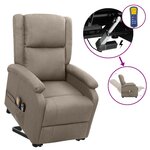 Vidaxl fauteuil releveur inclinable de massage taupe tissu