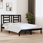 vidaXL Cadre de lit Noir Bois de pin massif 135x190 cm Double