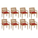 vidaXL Chaises Batavia avec coussins 8 Pièces Bois de teck solide