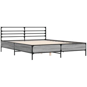 vidaXL Cadre de lit sonoma gris 160x200 cm bois d'ingénierie et métal