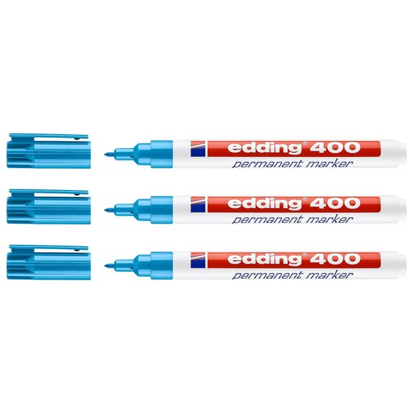 Marqueur Permanent 400 Bleu Clair Pointe Fine 1 mm x 3 EDDING