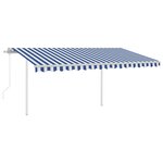 vidaXL Auvent rétractable automatique et poteaux 4 5x3 m Bleu et blanc