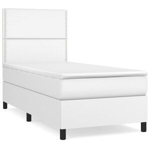 vidaXL Sommier à lattes de lit avec matelas Blanc 100x200cm Similicuir