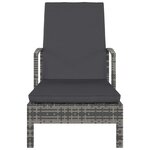 vidaXL Chaise longue avec accoudoirs Résine tressée Gris