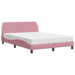 vidaXL Lit avec matelas rose 120x200 cm velours