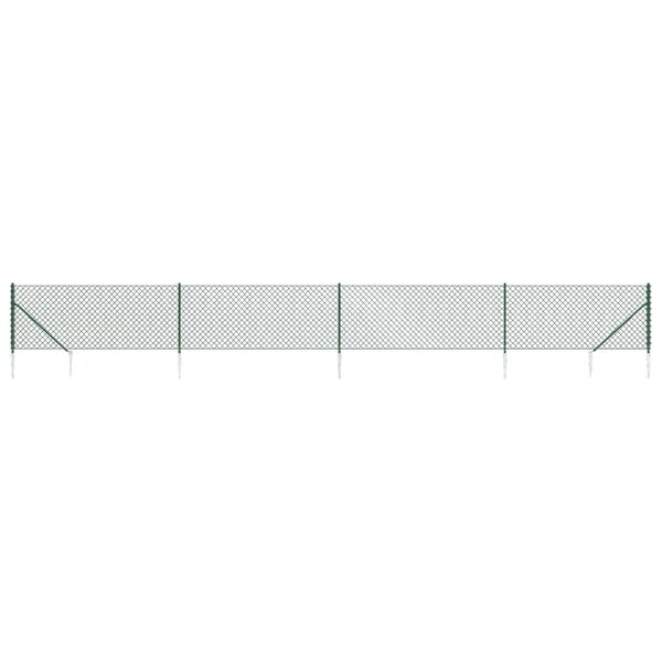 vidaXL Clôture à mailles losangées avec piquet d'ancrage vert 1 1x10 m