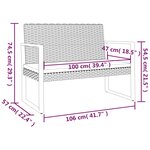 vidaXL Banc de jardin avec coussins noir 106 cm résine tressée
