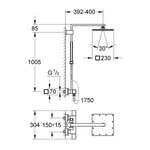 Grohe colonne de douche euphoria cube xxl 230 1 jet 26087000 -mitigeur thermostatique - limiteur de température et de débit -c
