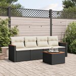 vidaXL Salon de jardin 5 Pièces avec coussins noir résine tressée