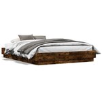 vidaXL Cadre de lit chêne fumé 135x190 cm bois d'ingénierie