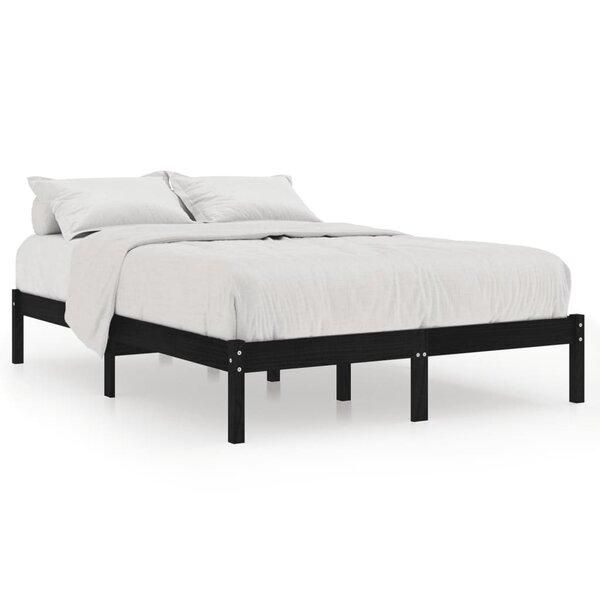 vidaXL Cadre de lit Noir Bois massif 150x200 cm Très grand