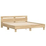vidaXL Cadre de lit avec tête de lit et LED chêne sonoma 180x200 cm