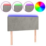 vidaXL Tête de lit à LED Gris clair 90x5x78/88 cm Velours