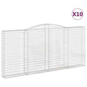 vidaXL Paniers à gabions arqués 10 Pièces 400x30x180/200 cm Fer galvanisé