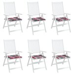 vidaXL Coussins de chaise de jardin lot de 6 carreaux rouges 40x40x4cm